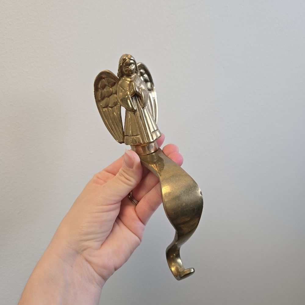 Brass Angel Vintage Christmas Stocking Hanger Holder Hook India - Picture 2 of 7